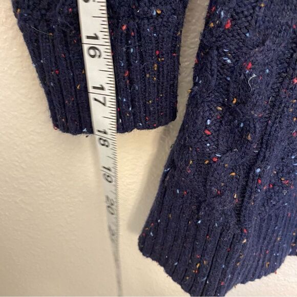 Tommy Hilfiger Navy Blue Speckled crew neck Sweater side slit Cotton blend-L - Picture 4 of 11